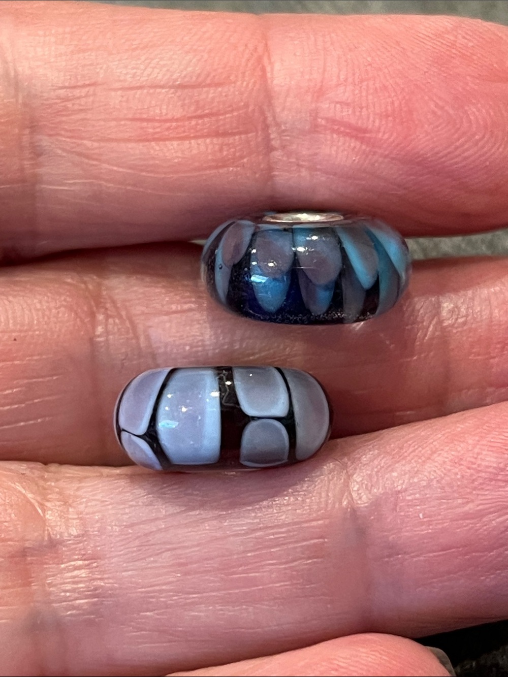 Trollbead Mosaic Glass Sterling Slide Beads (2) - Picture 5 of 7